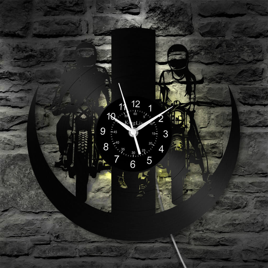 LED Vinyl Wall Clock | Dirt Bike Motocross | 12'' | 0287WPB