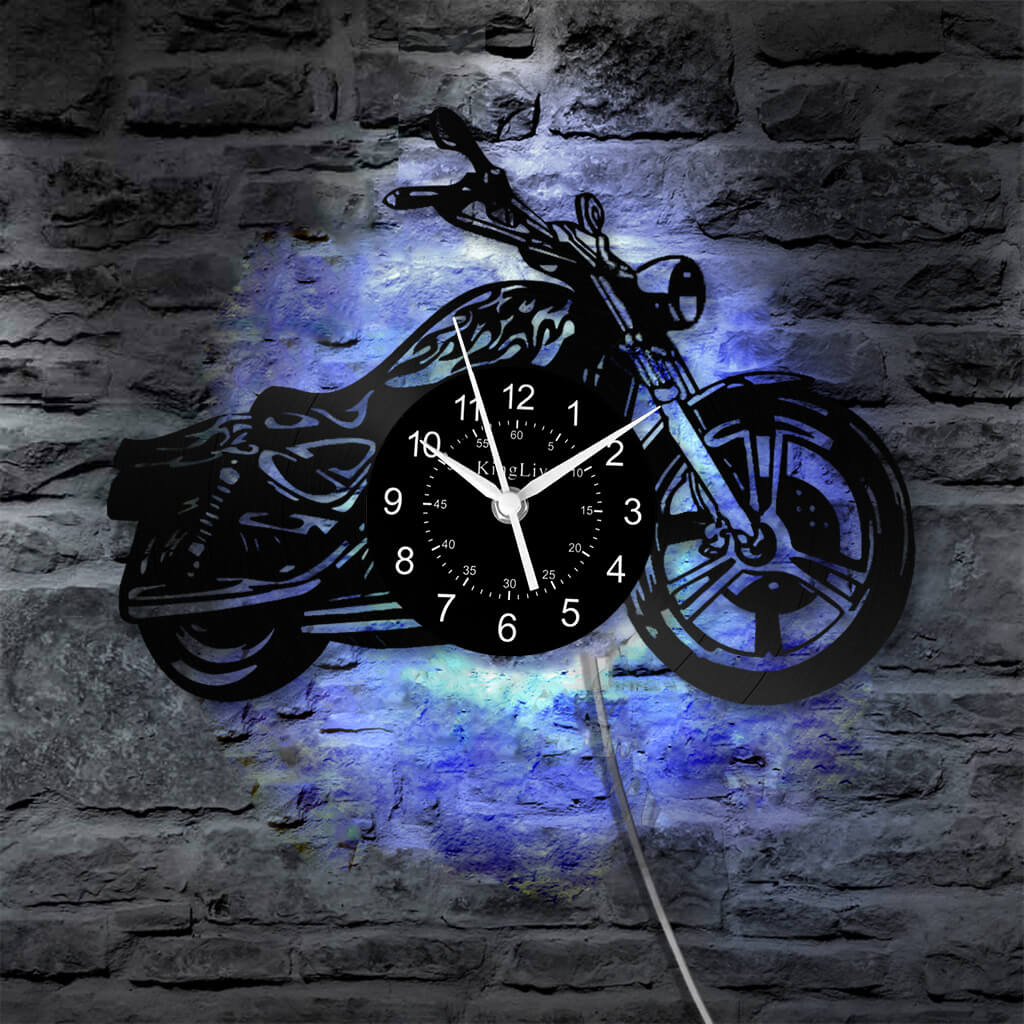 LED Vinyl Wall Clock | Motorcycle | 12'' | 0132WPB