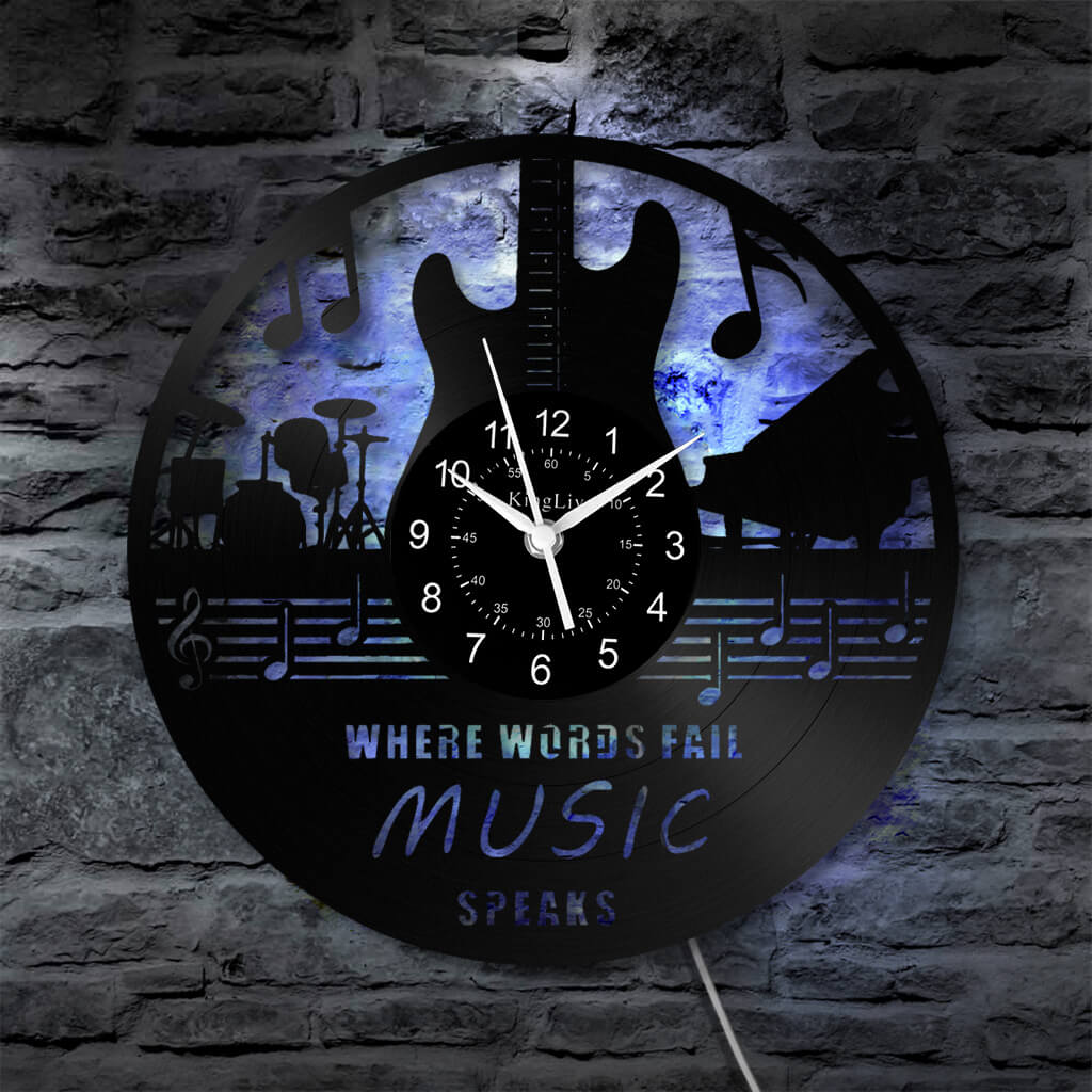 LED Vinyl Wall Clock | Guitar Music | 12''
