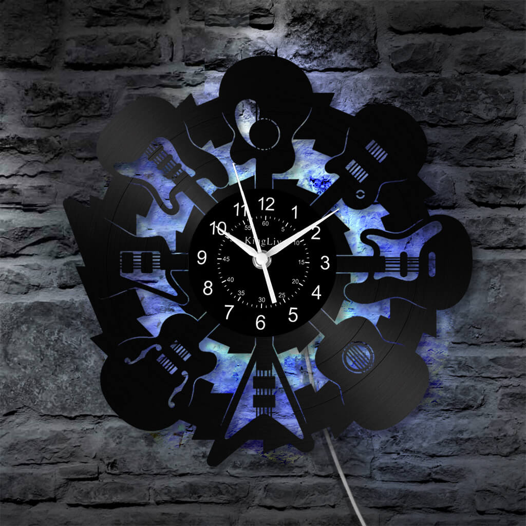 LED Vinyl Wall Clock | Guitar Music | 12''