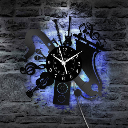 LED Vinyl Wall Clock | Musical Instrument | 12'' | 0212WPB