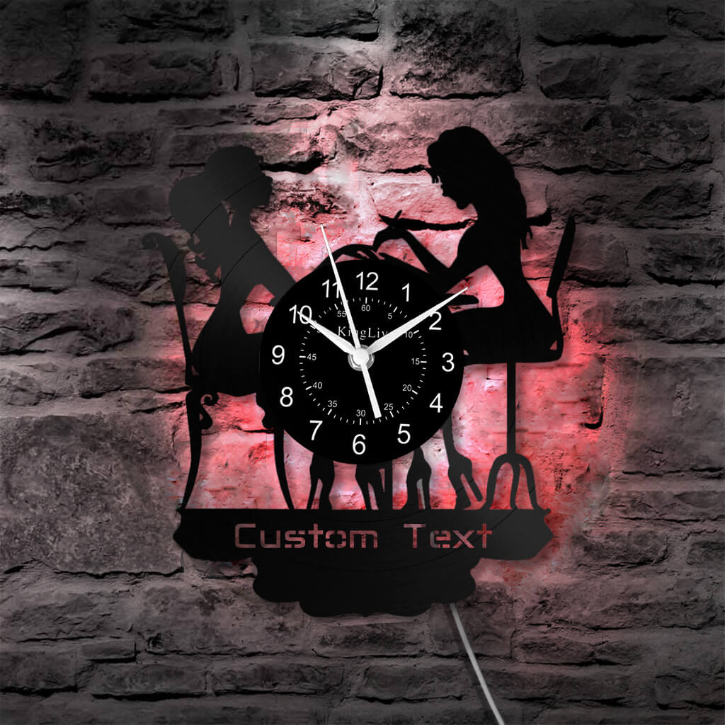 LED Vinyl Wall Clock | Nail Salon | Barber Shop | 12''