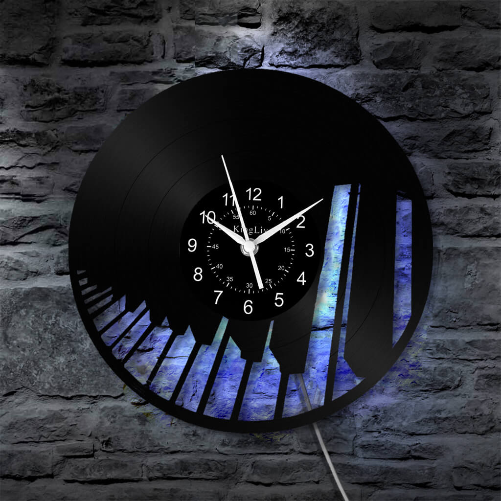 LED Vinyl Wall Clock | Piano Music Note | 12''