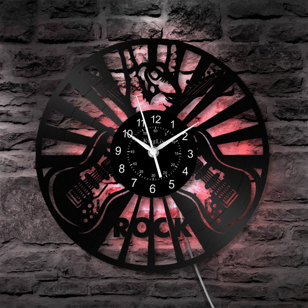 LED Vinyl Wall Clock | Guitar Music | 12''