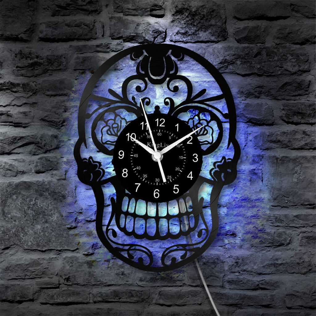 LED Vinyl Wall Clock | Skull | 12'' | 0108WPB