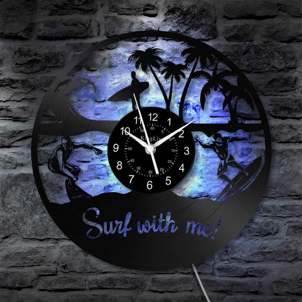 LED Vinyl Wall Clock | Surfing | 12'' | 0228WPB