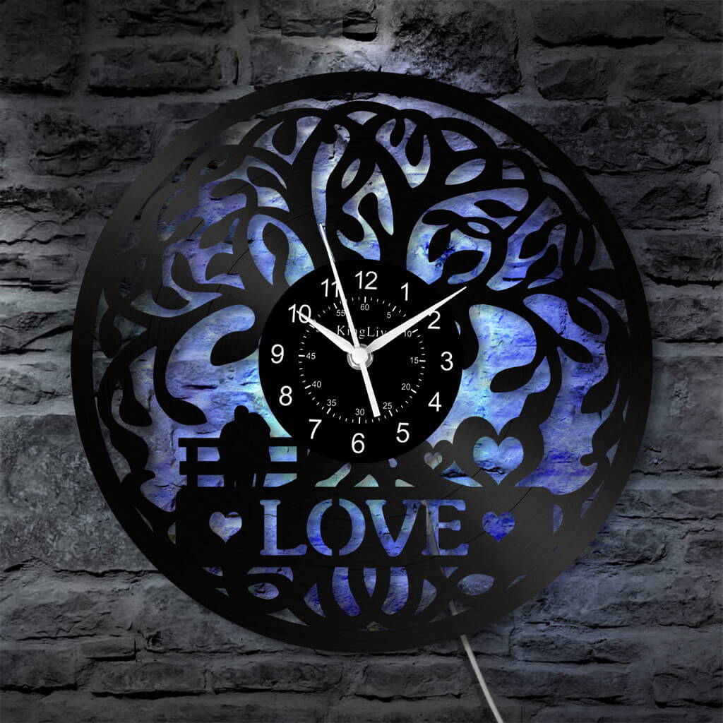 LED Vinyl Wall Clock | Tree of Love | 12'' | 0305WPB