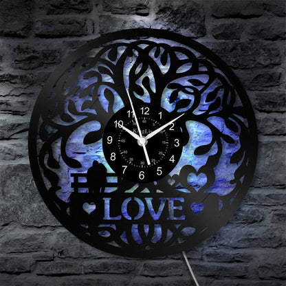 LED Vinyl Wall Clock | Tree of Love | 12'' | 0305WPB