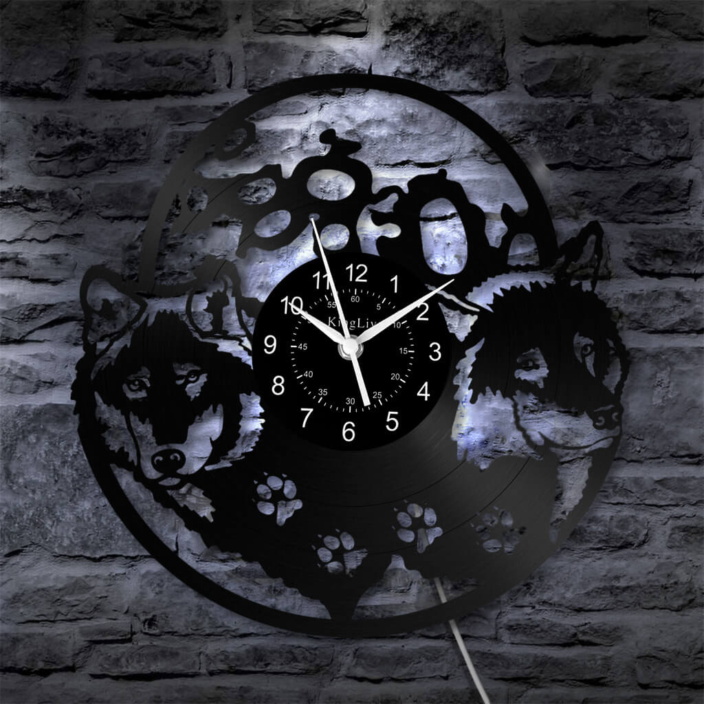 LED Vinyl Wall Clock | Wolf | 12'' | 0153WPB