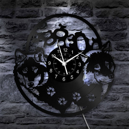 LED Vinyl Wall Clock | Wolf | 12'' | 0153WPB