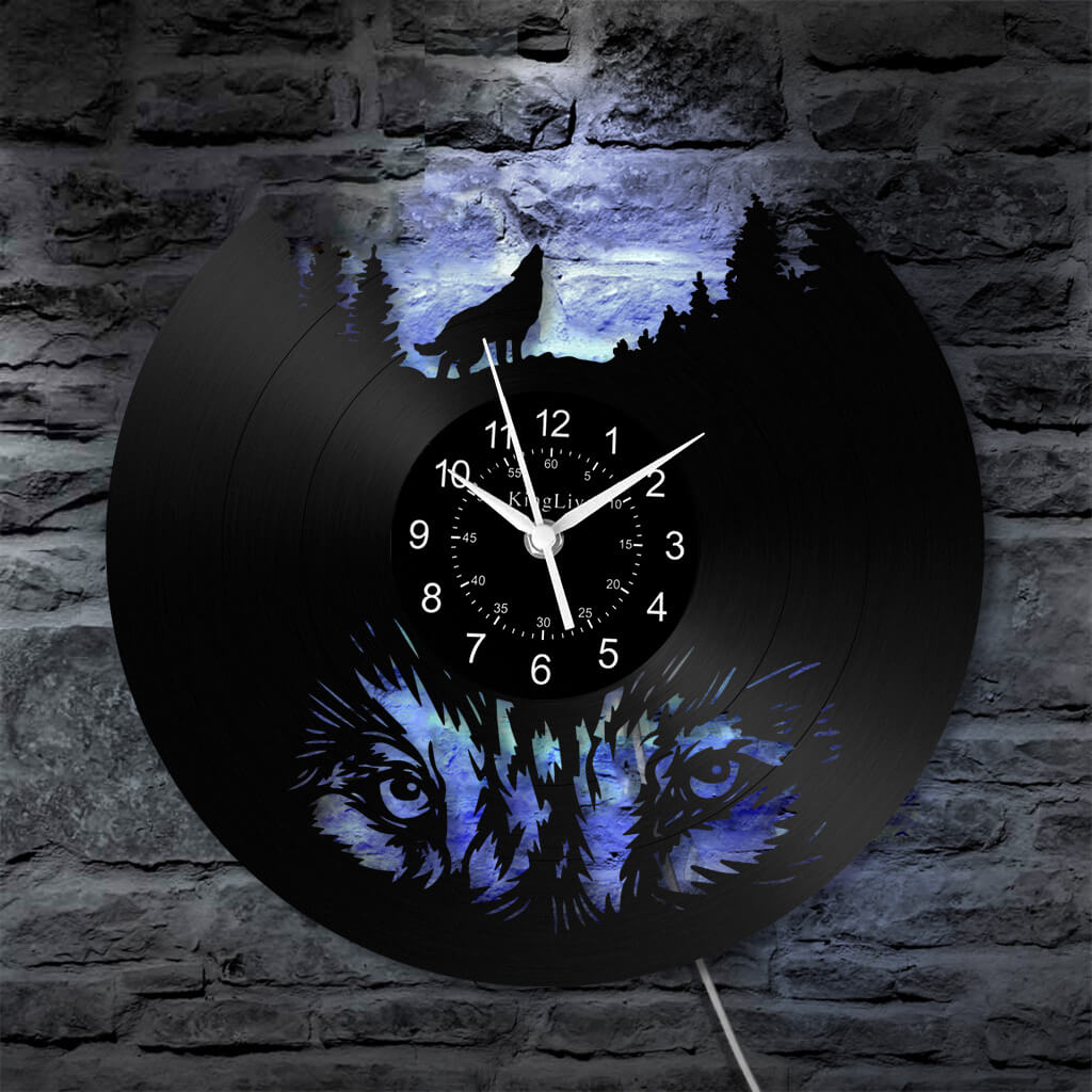 LED Vinyl Wall Clock | Wolf | 0309WPB