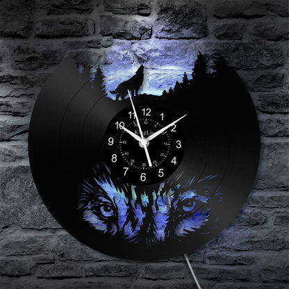 LED Vinyl Wall Clock | Wolf | 0309WPB