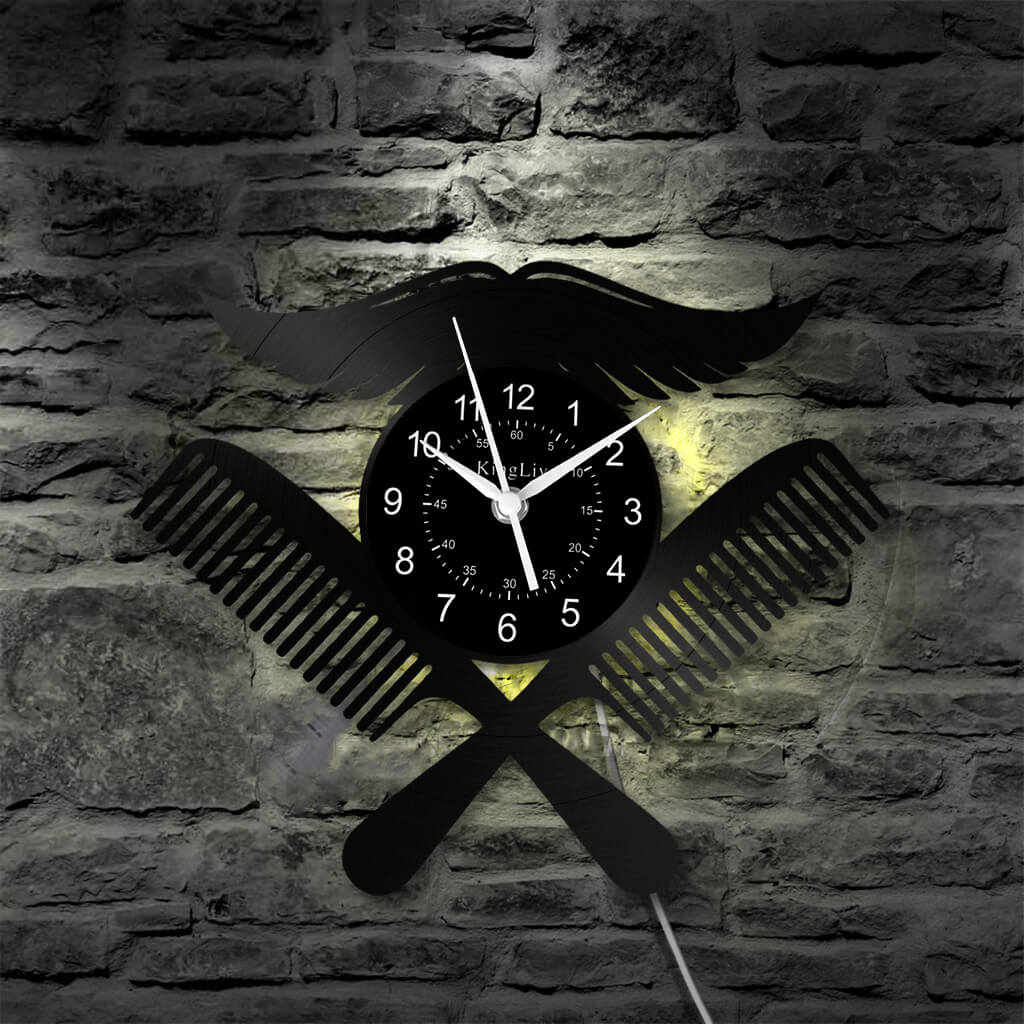 LED Vinyl Wall Clock | Barbershop | 12'' | 0227WPB