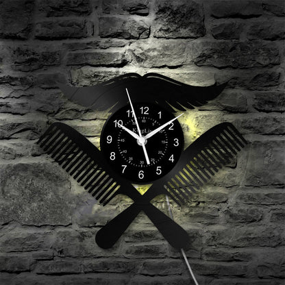 LED Vinyl Wall Clock | Barbershop | 12'' | 0227WPB