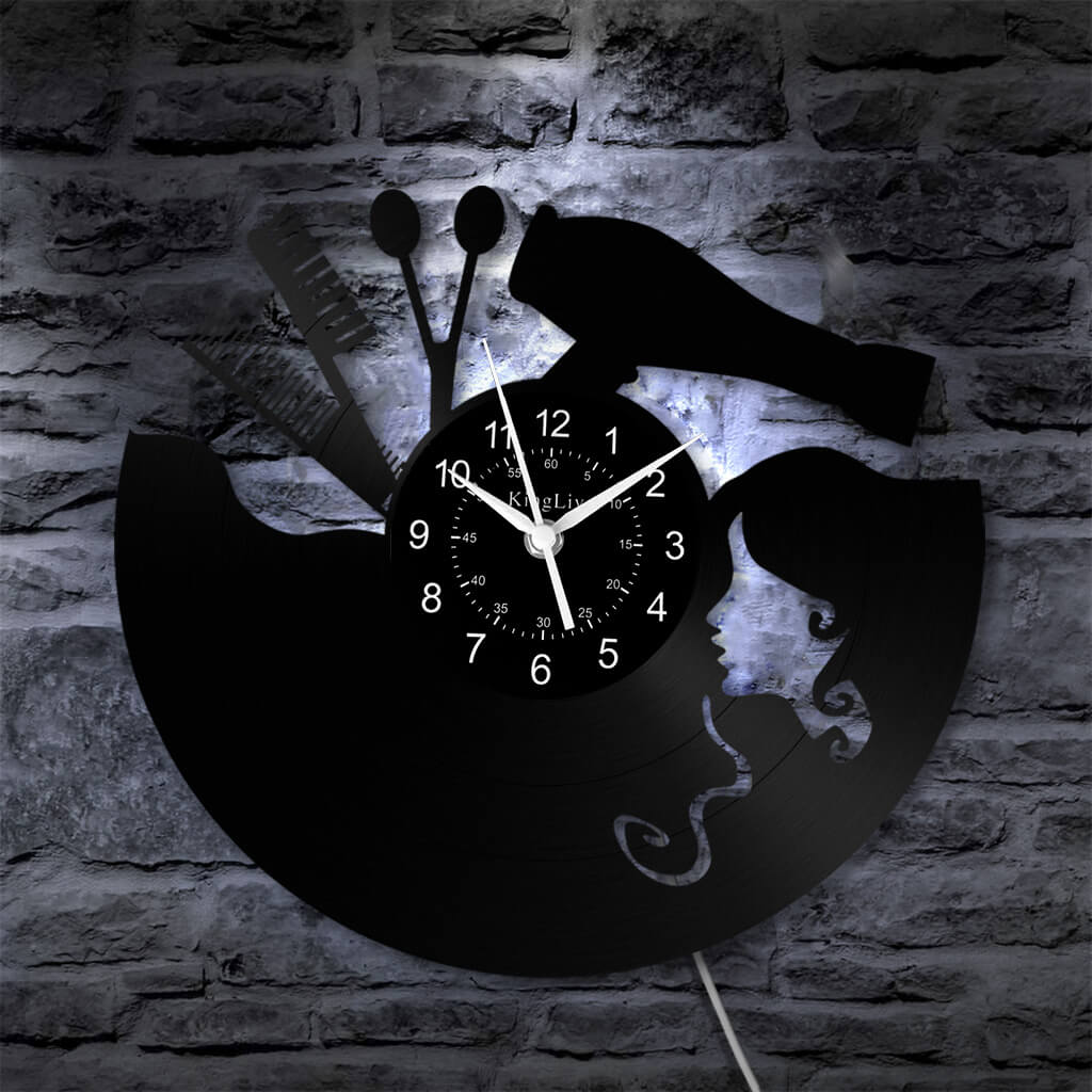 LED Vinyl Wall Clock | Nail Salon | Barber Shop | 12''