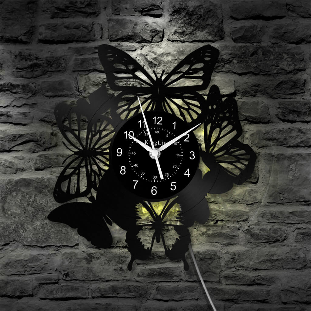 LED Vinyl Wall Clock | Butterfly | 12'' | 0246WPB