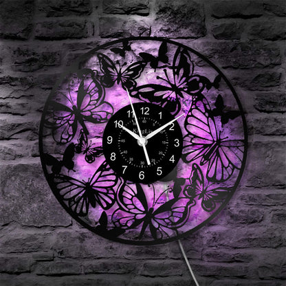 LED Vinyl Wall Clock | Butterfly | 12'' | 0176WPB