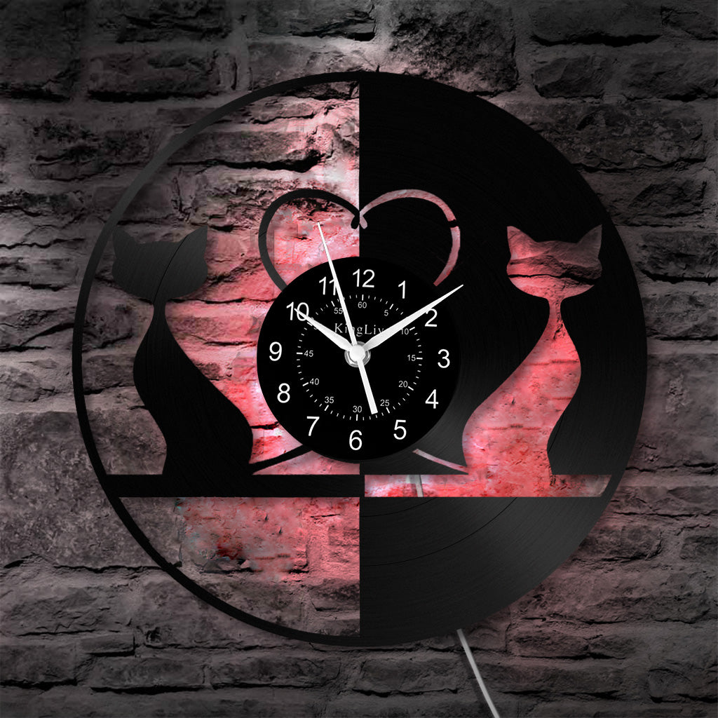 LED Vinyl Wall Clock | Cat | 12'' | 0170WPB