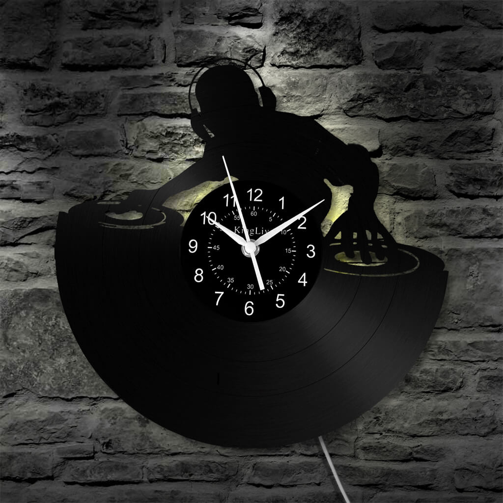 LED Vinyl Wall Clock | Custom DJ Name | 12''