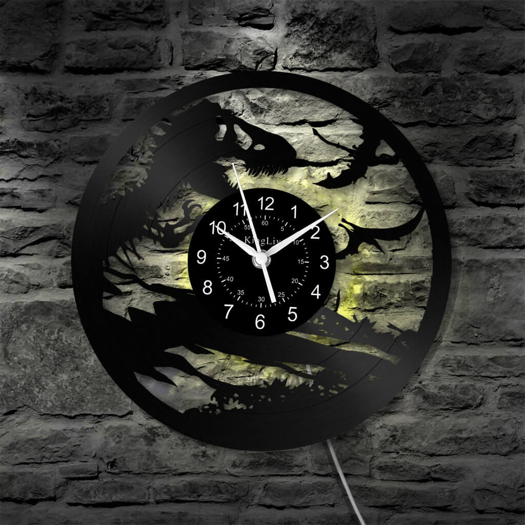 LED Vinyl Wall Clock | Dinosaur | 12'' | 0158WPB