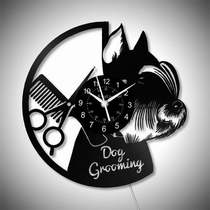 LED Vinyl Wall Clock | Dog Grooming | 12'' | 0177WPB
