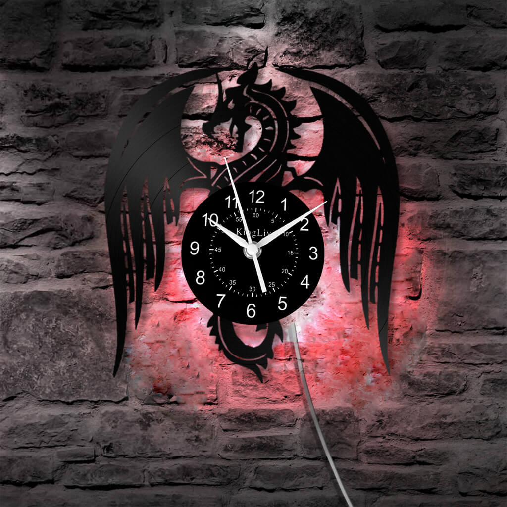 LED Vinyl Wall Clock | Dragon | 12''