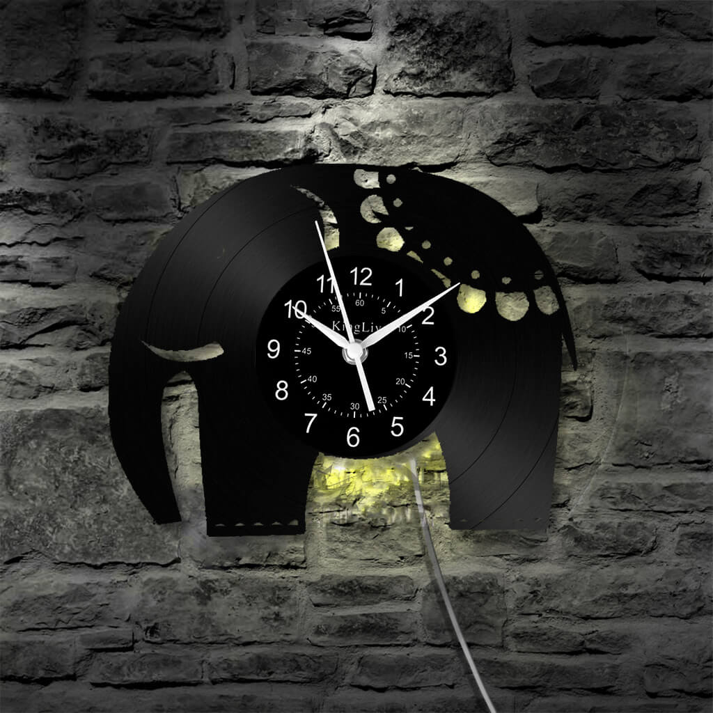 LED Vinyl Wall Clock | Elephant | 12'' | 0201WPB