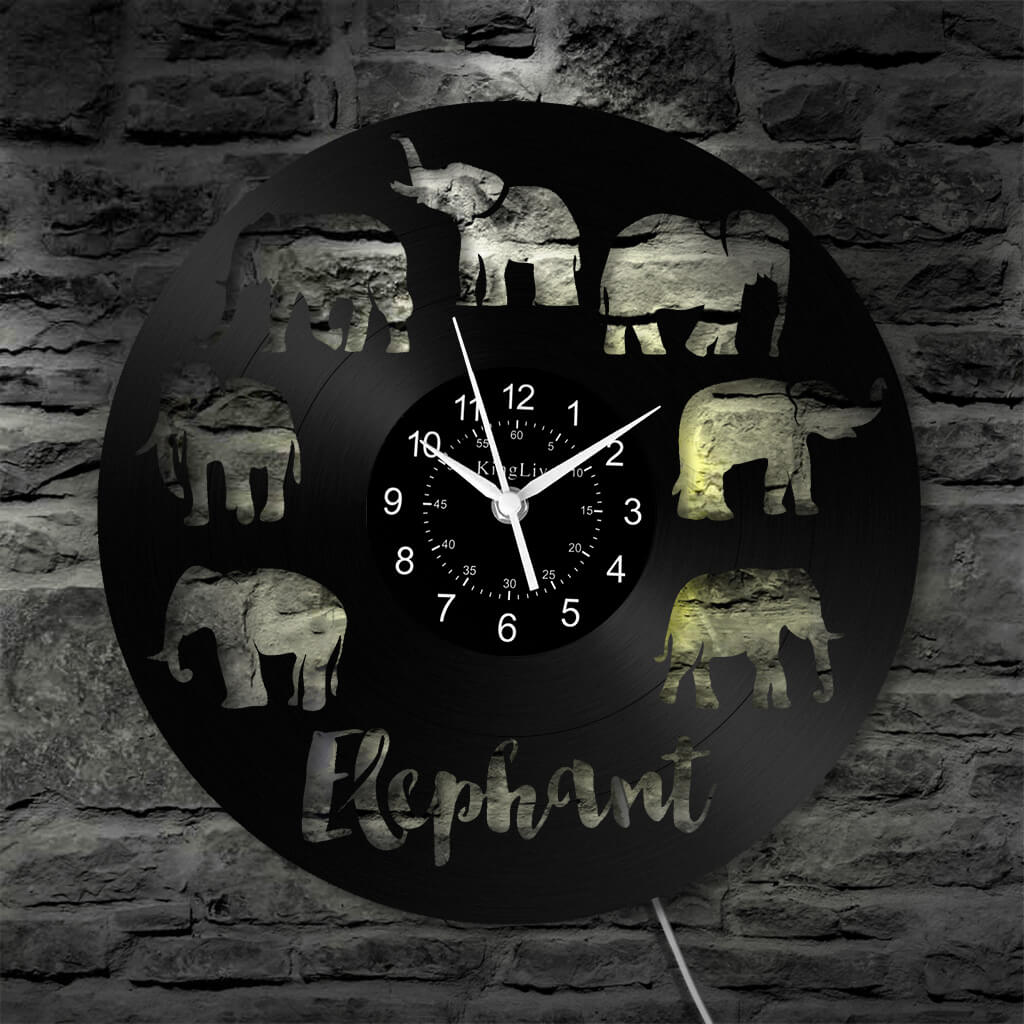 LED Vinyl Wall Clock | Elephant | 12''