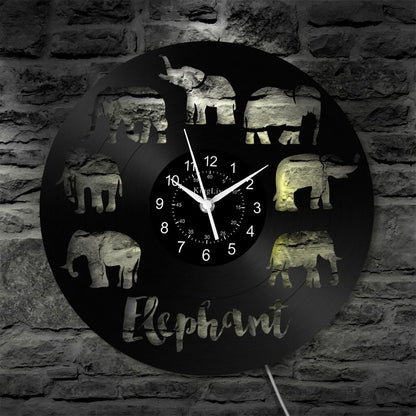 LED Vinyl Wall Clock | Elephant | 12''