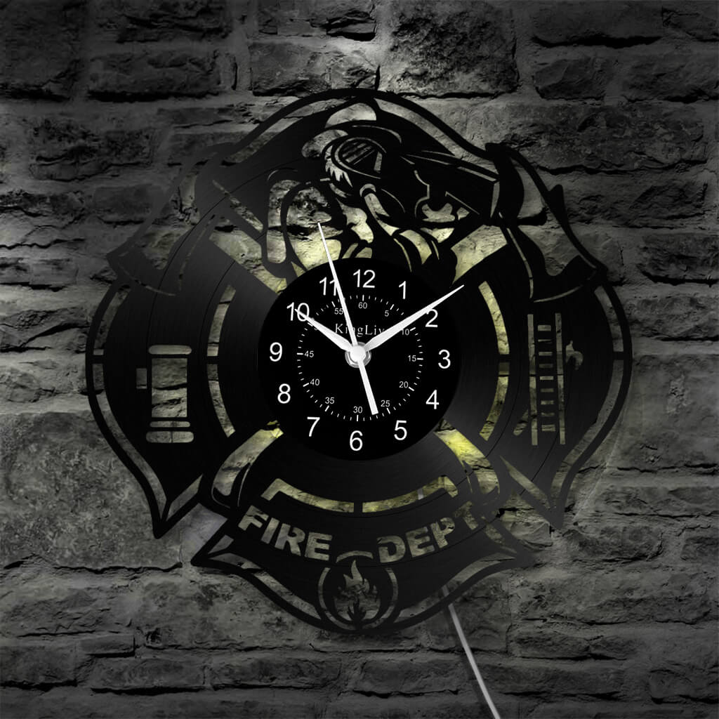 LED Vinyl Wall Clock | Fire Department | 12'' | 0302WPB