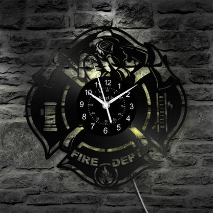 LED Vinyl Wall Clock | Fire Department | 12'' | 0302WPB