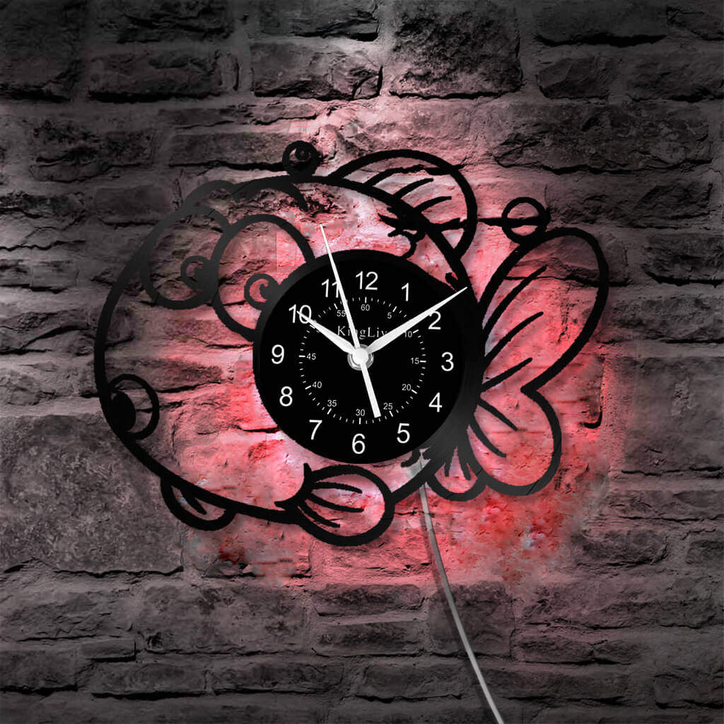 LED Vinyl Wall Clock | Fish | 12'' | 0190WPB