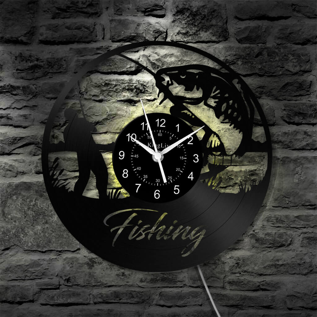 LED Vinyl Wall Clock | Fishing | 12'' | 0062WPB