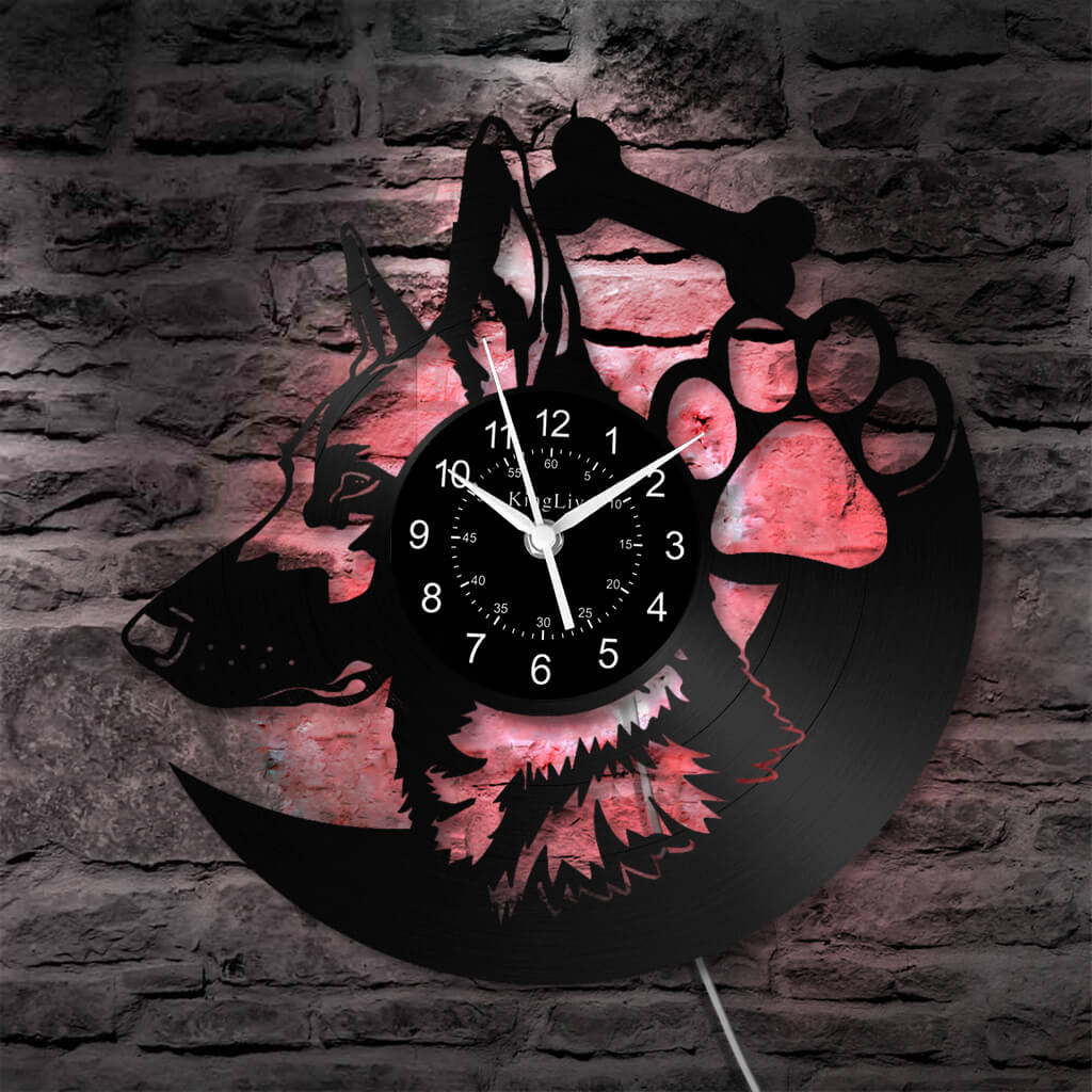 LED Vinyl Wall Clock | German Shepherd Dog | 12'' | 0159WPB