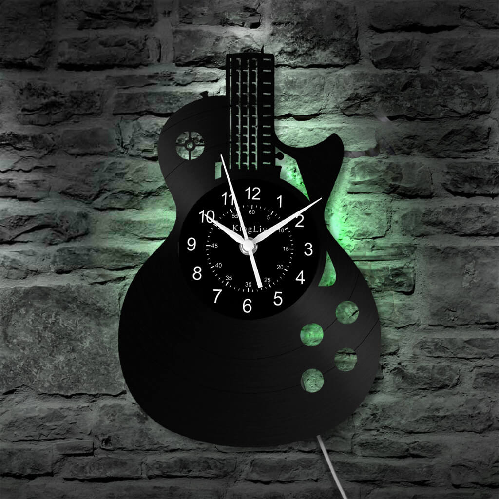 LED Vinyl Wall Clock | Guitar Music | 12''