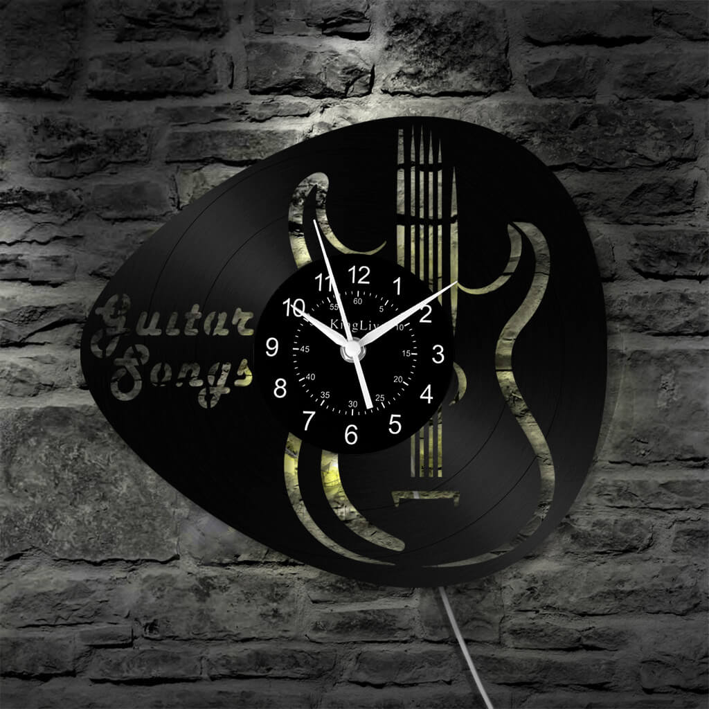 LED Vinyl Wall Clock | Guitar Music | 12''