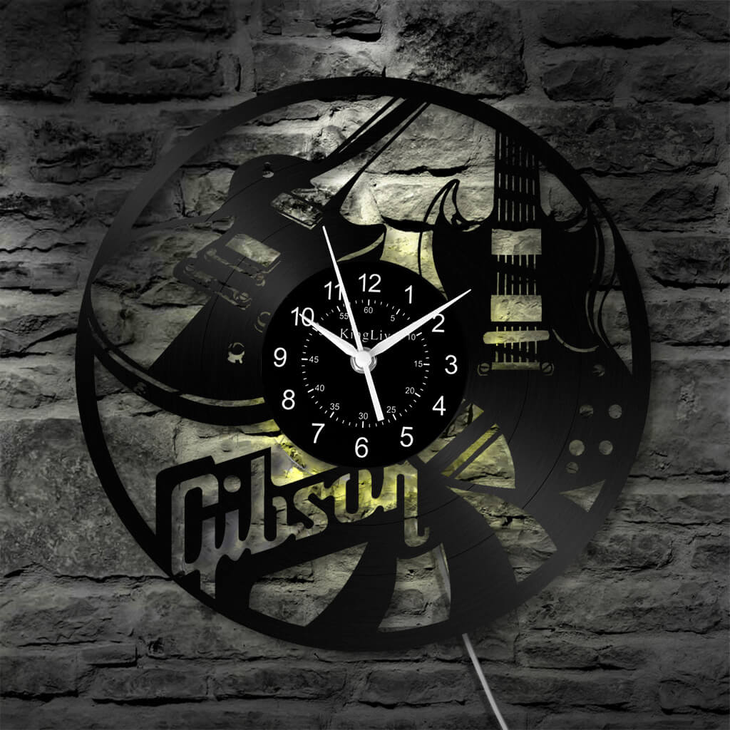 LED Vinyl Wall Clock | Guitar Music | 12''