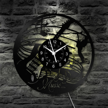 LED Vinyl Wall Clock | Guitar Music | 12''