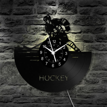 LED Vinyl Wall Clock | Hockey | 12'' | 0125WPB
