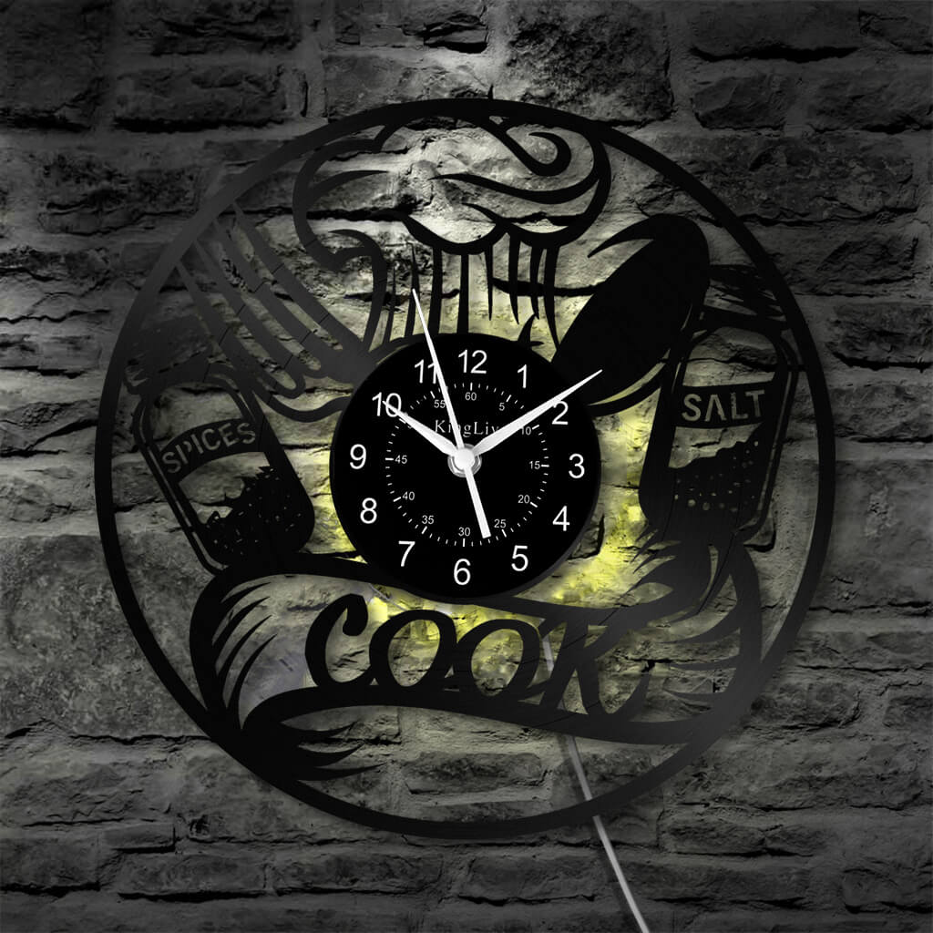 LED Vinyl Wall Clock | Cooking Kitchen | 12'' | 0219WPB
