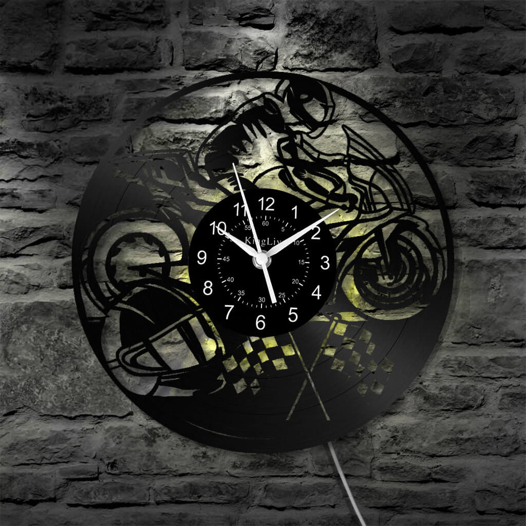 LED Vinyl Wall Clock | Motorcycle | 12'' | 0189WPB