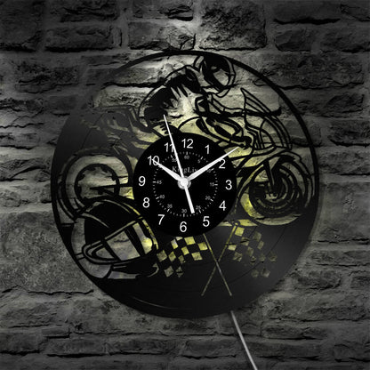 LED Vinyl Wall Clock | Motorcycle | 12'' | 0189WPB