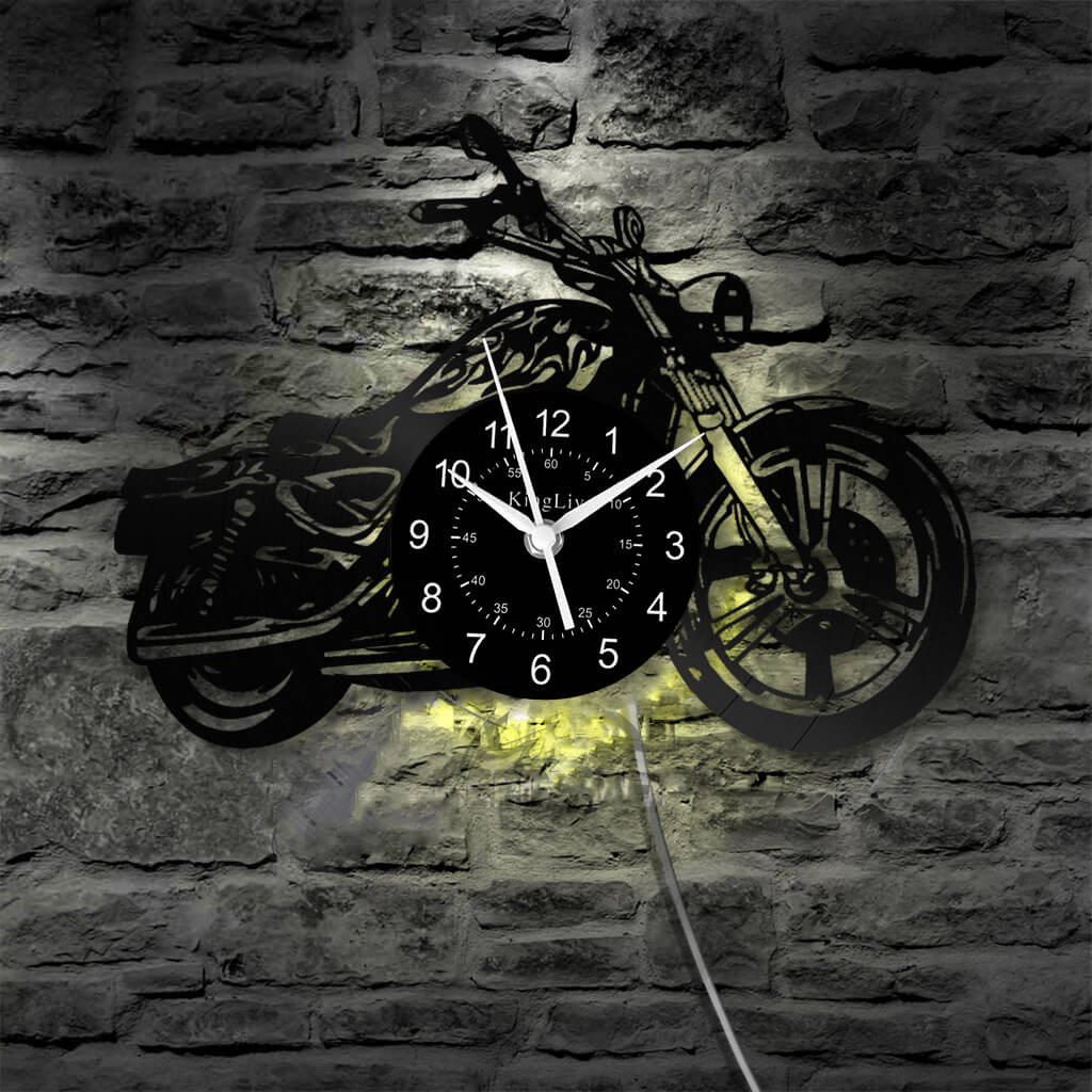LED Vinyl Wall Clock | Motorcycle | 12'' | 0132WPB
