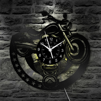 LED Vinyl Wall Clock | Motorcycle | 12'' | 0066WPB