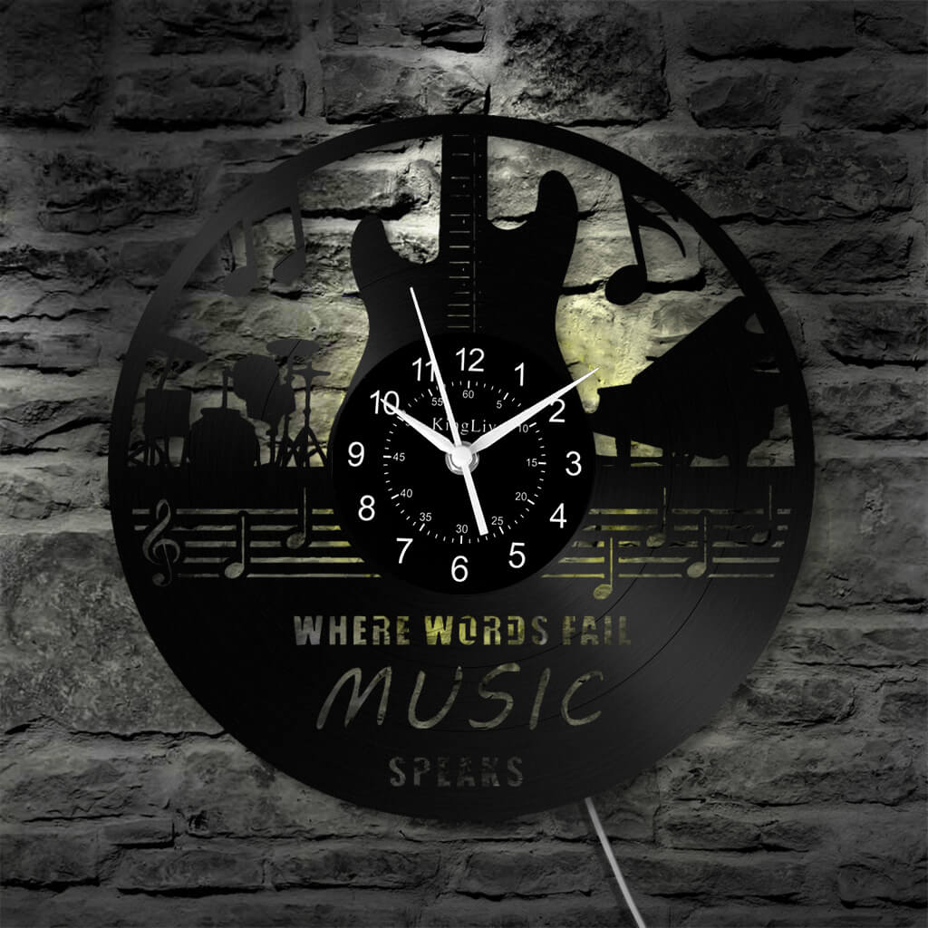 LED Vinyl Wall Clock | Guitar Music | 12''