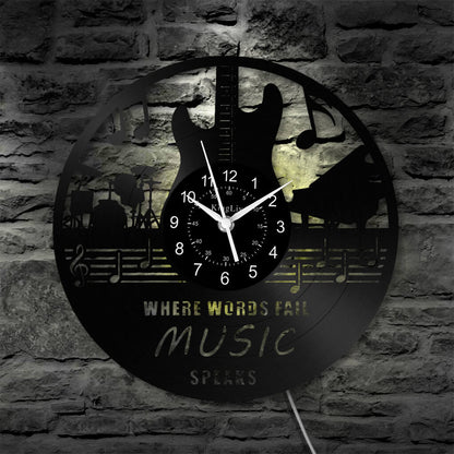 LED Vinyl Wall Clock | Guitar Music | 12''