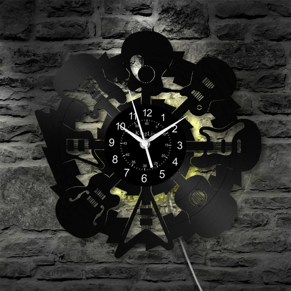 LED Vinyl Wall Clock | Guitar Music | 12''