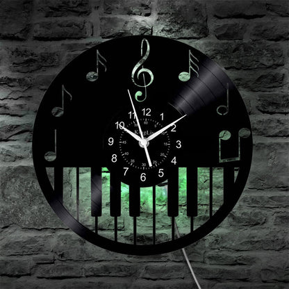 LED Vinyl Wall Clock | Piano Music Note | 12''