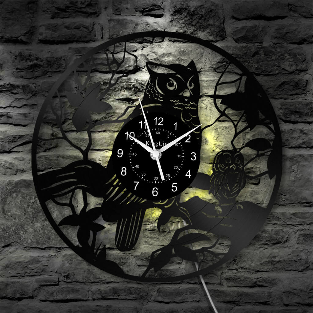 LED Vinyl Wall Clock | Owl | 12'' | 0304WPB