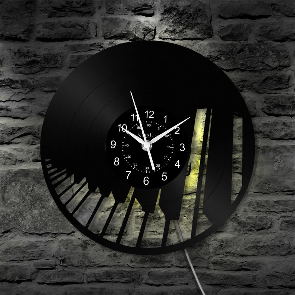 LED Vinyl Wall Clock | Piano Music Note | 12''